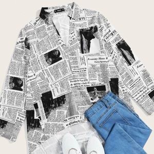 SHEIN High-low Newspaper Top